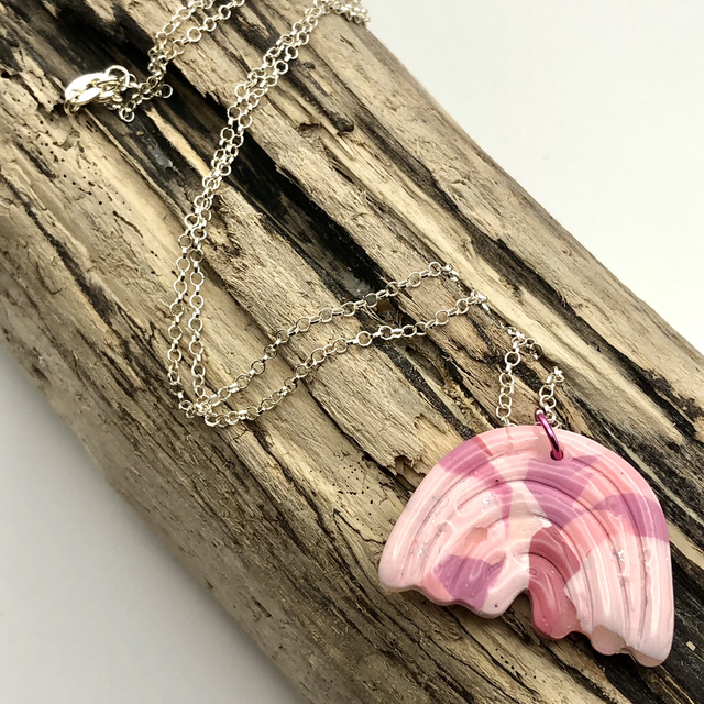 Pink rainbow necklace