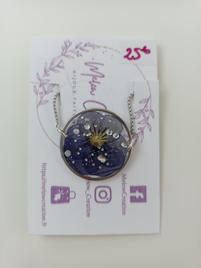 Modèle unique - Collier pensée et paillettes 