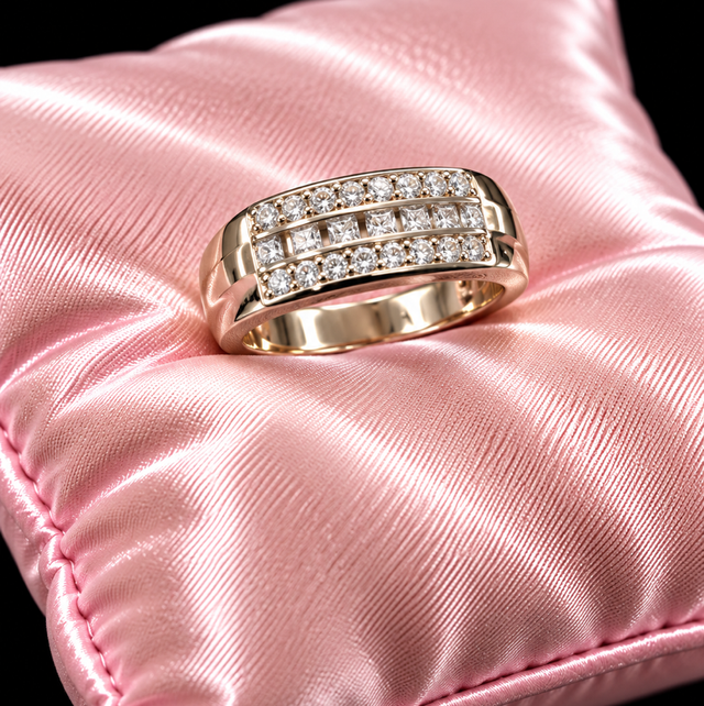 9ct White Gold &amp; Diamond Triple Band Ring