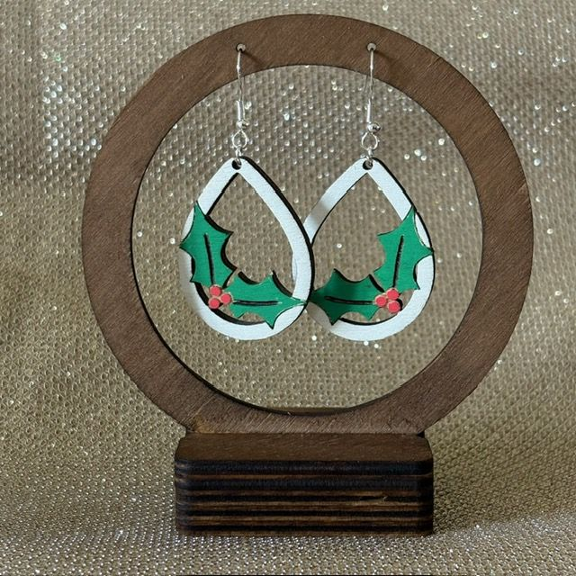 Boucles d'oreilles Houx de NOËL