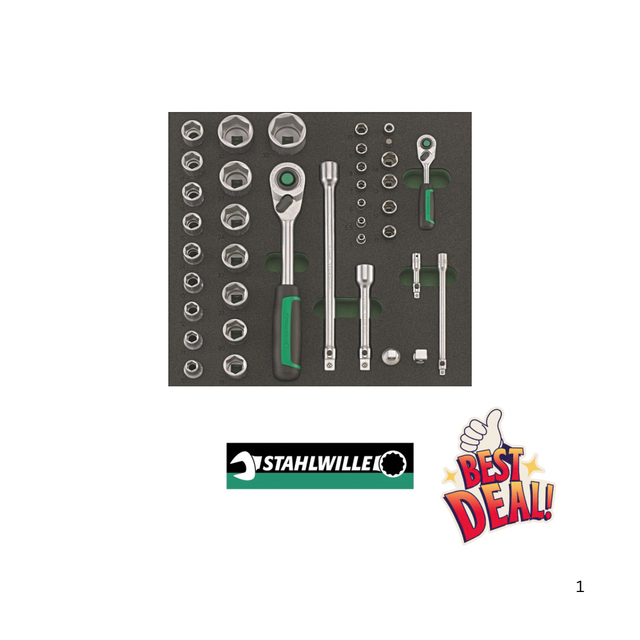 1/2" + 1/4 " Steckschlüssel-Garnitur, 38-tlg. TCS 1 821/38