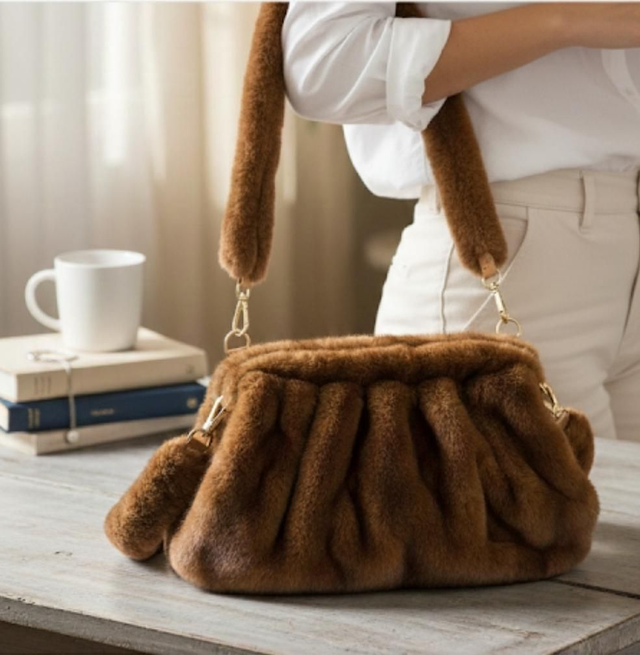 Sac fourrure marron