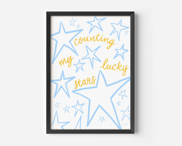 Counting My Lucky Stars Art Print - Positive Quote Wall Art