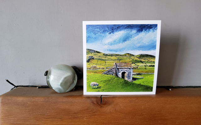 Wensleydale Barn, near Hawes. Art card/coaster