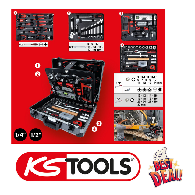 1/4"+1/2" Werkzeug-Satz, 127-tlg