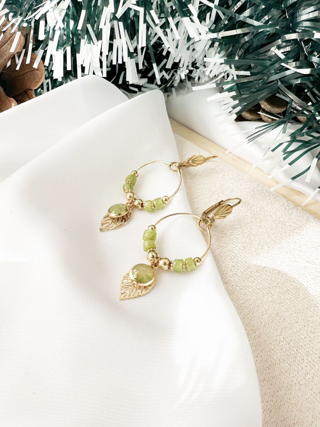 Boucles d&#039;oreilles Élora | Vert jade