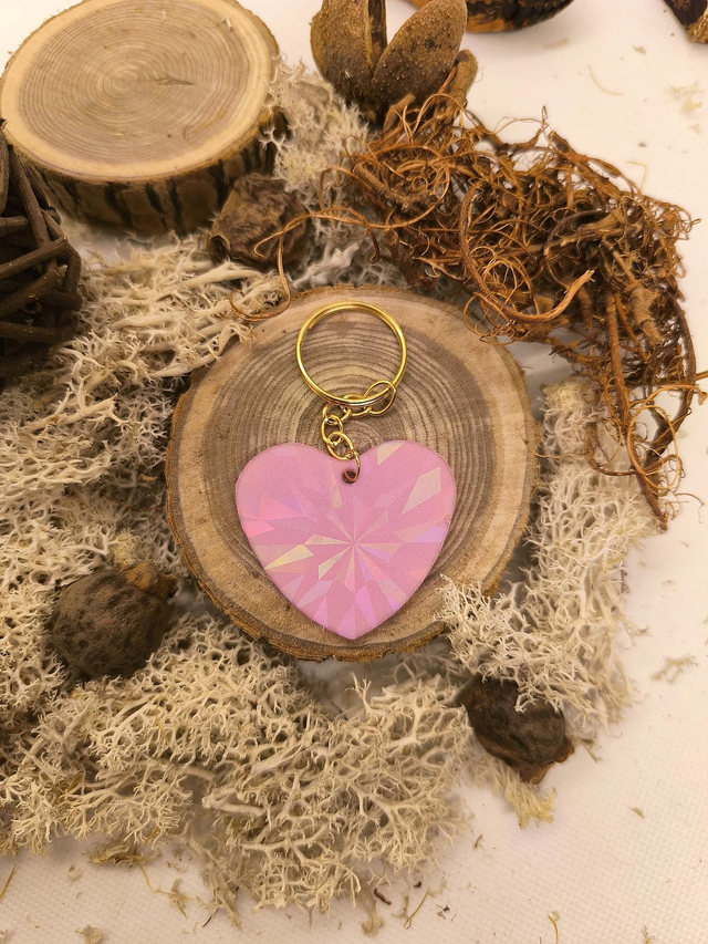 Porte clés holographique rose nacré 