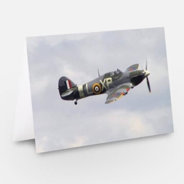 Hawker Hurricane plane in flight greeting card