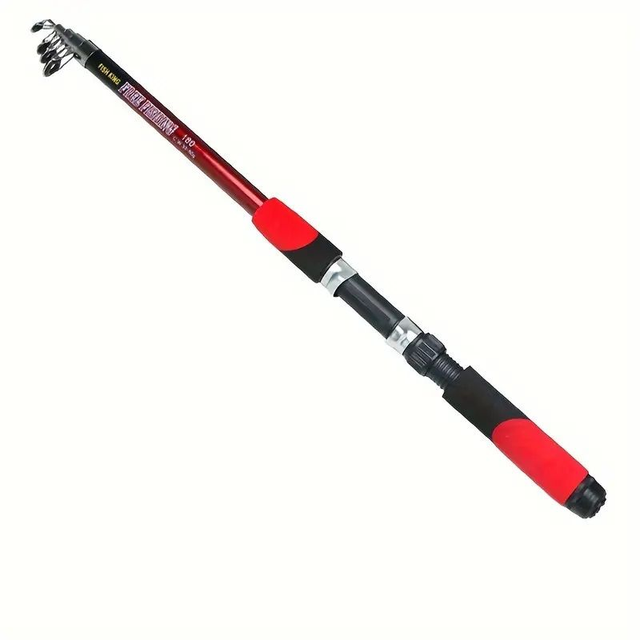 Canne à Pêche Télescopique Acier au Carbone 180 cm rouge