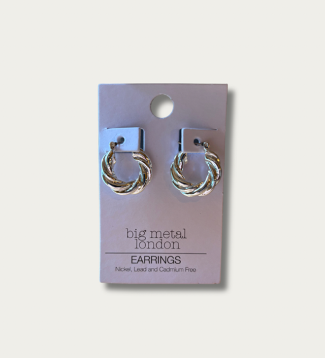 Silver Rope Hoop Earrings 