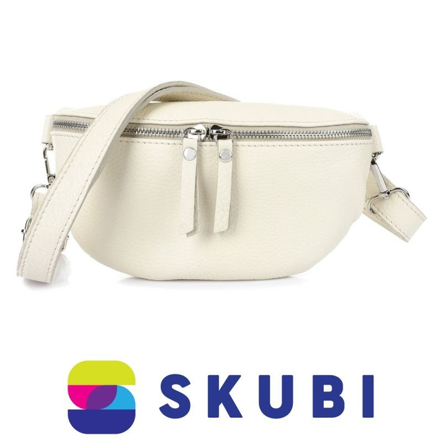 Vera Pelle B68 Dámská kožená crossbody kabelka bílá