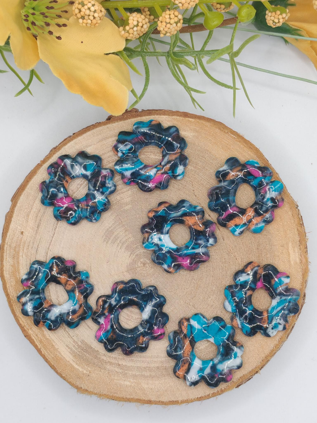 Fleurs Leady Mélange Fluo Bleu/Rose/Orange/Noir