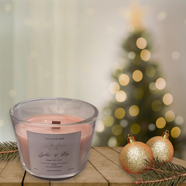 Bougie mèche en bois 