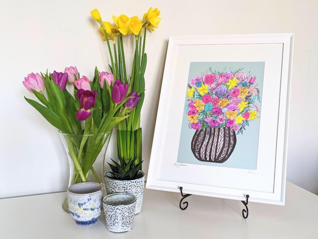 Spring Blooms Fine Art Framed Giclee Print