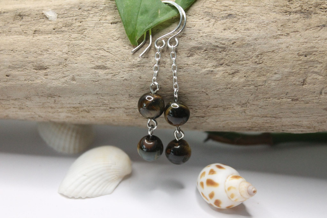 Boucles d'oreilles oeil de tigre "Selena"