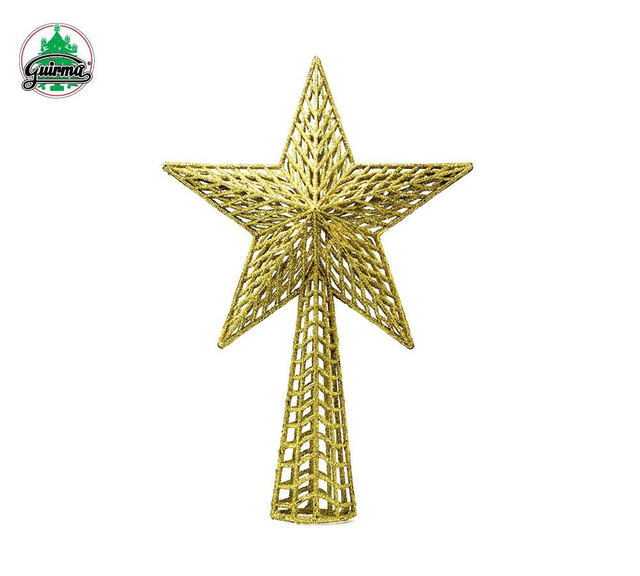 NATALE , PUNTALE ALBERO STELLA ORO GLITTER CM 37