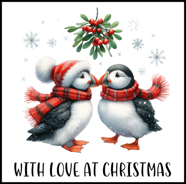 102A - CHRISTMAS CARD - PUFFIN WITH LOVE