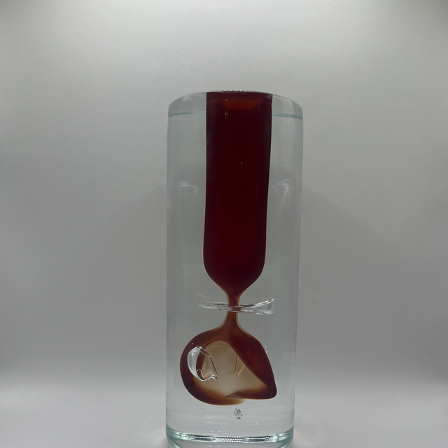 Princ – Sculptural Art Glass, Red Encased in Clear, Signed Vladan Solnicka