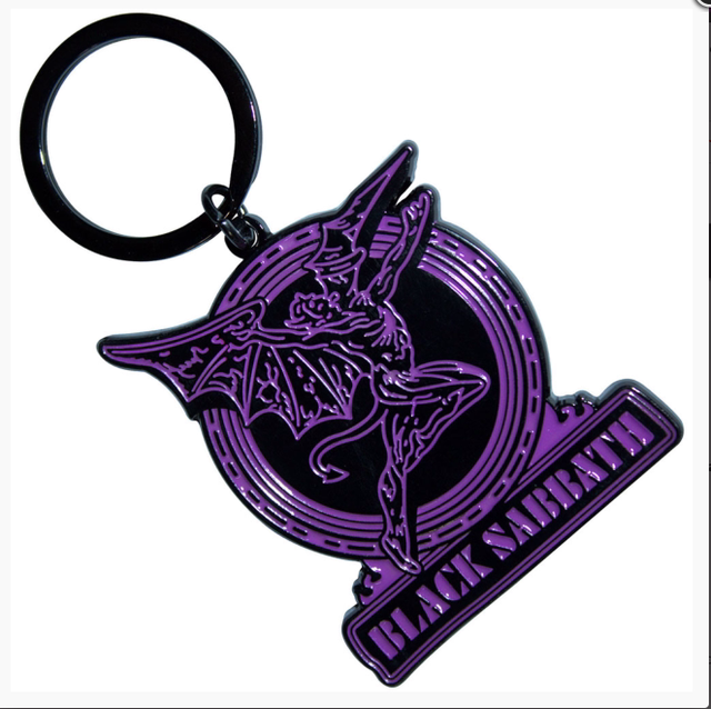 BLACK SABBATH KEYCHAIN: PURPLE TEXT LOGO &amp; DAEMON