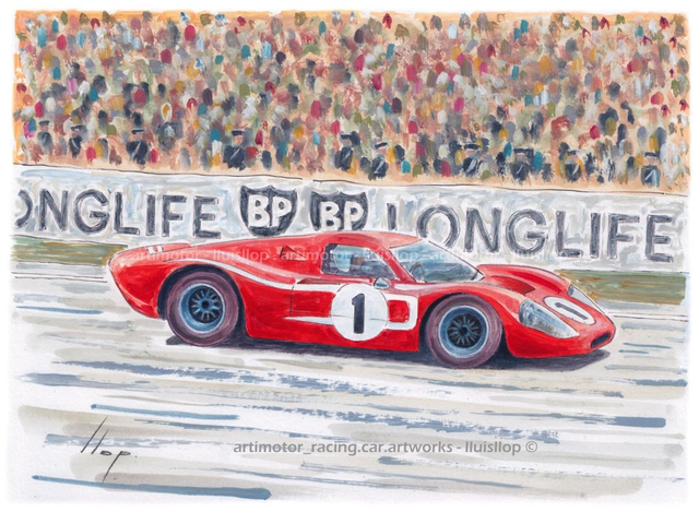 Artimotor onpaper acrílicos 23x31 - 1967 1º Le Mans Gurney-Foyt (Ford GT40 MkIV)