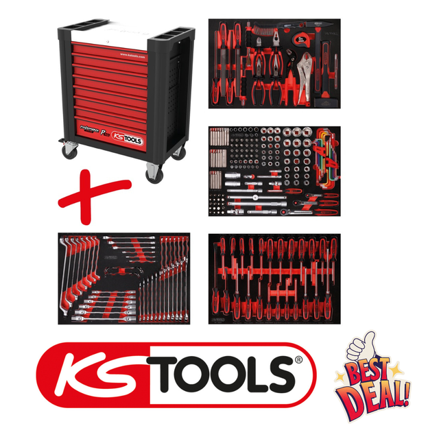 Performanceplus Werkstattwagen-Satz P10 mit 241 Werkzeugen für 4 Schubladen