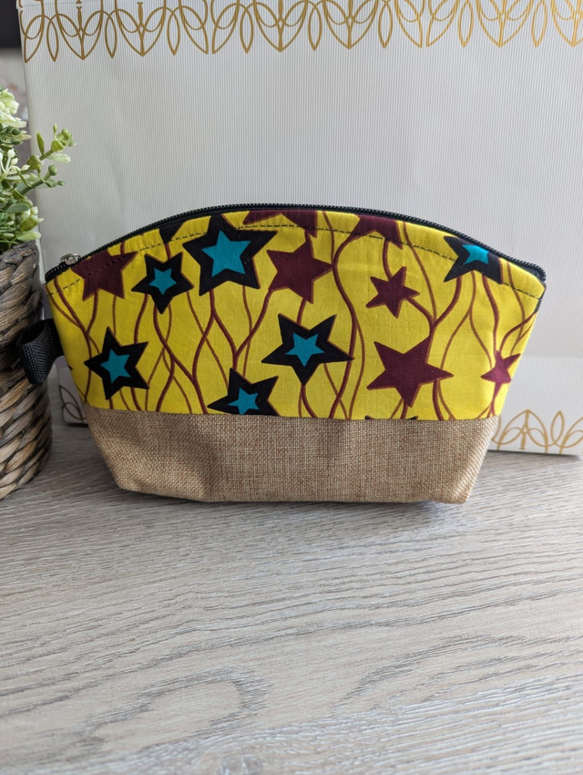 Lot de pochettes en wax et toile de jute