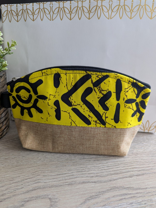 Lot de pochettes en wax et toile de jute