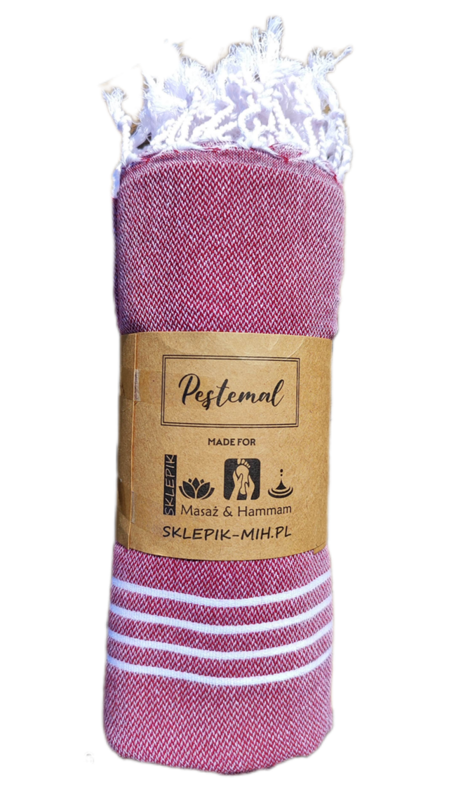 SULTAN PESHTEMAL 175x90 Turecki Ręcznik do Sauny, Hammamu, na Plażę BORDOWY