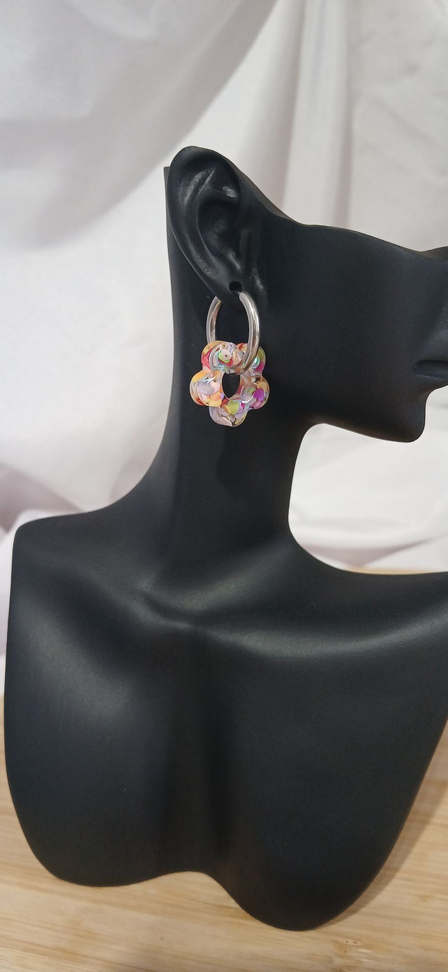 Boucles "Fleur paillettes"