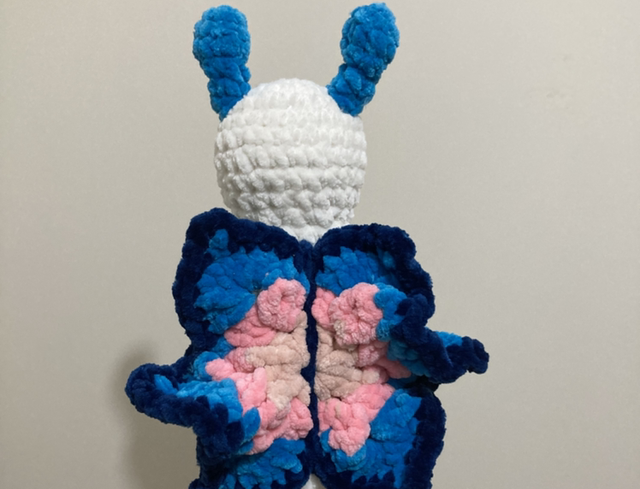 Papillon fleur blanc/bleu/rose