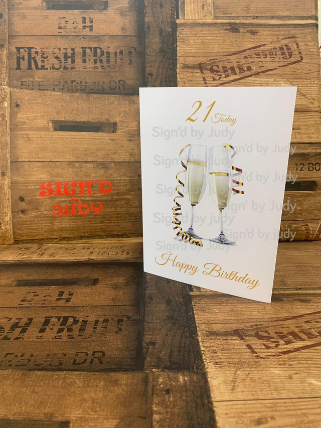 Happy birthday wine glasses card