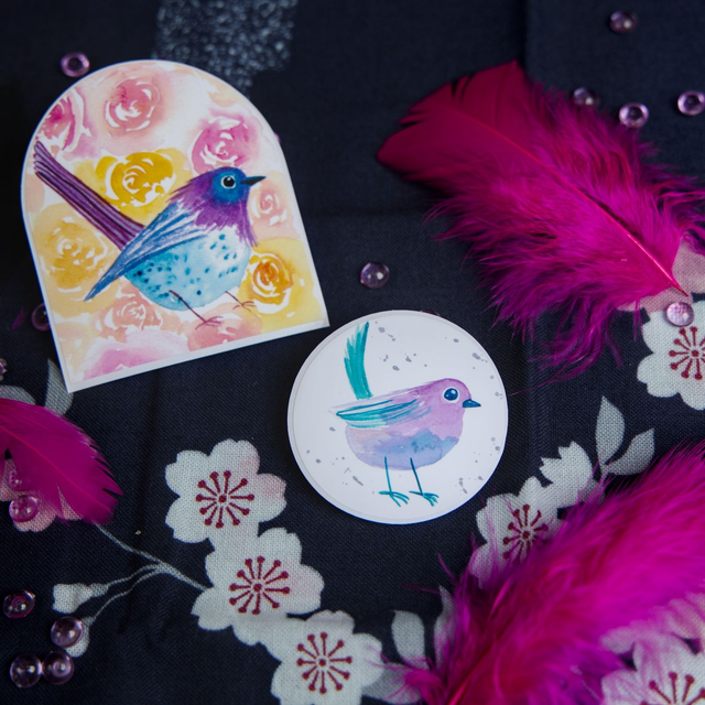 Lot de 2 stickers - Oiseaux colorés