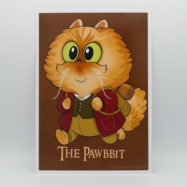 SIGNED A4 Art Print - The Pawbitt - fantasy movie, Katze, Halbling