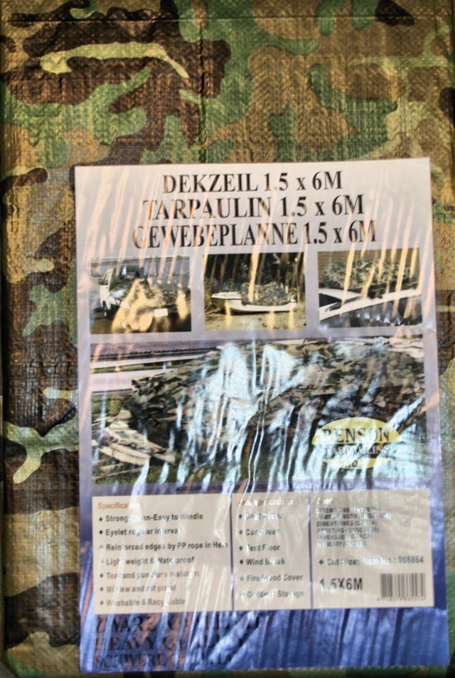 Bâche 1,5 x 6 m armée lourde Camouflage