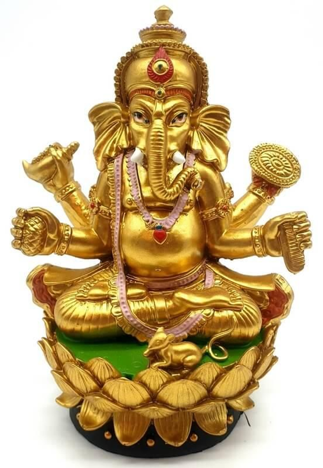 Statue Résine Ganesh Doré sur Socle