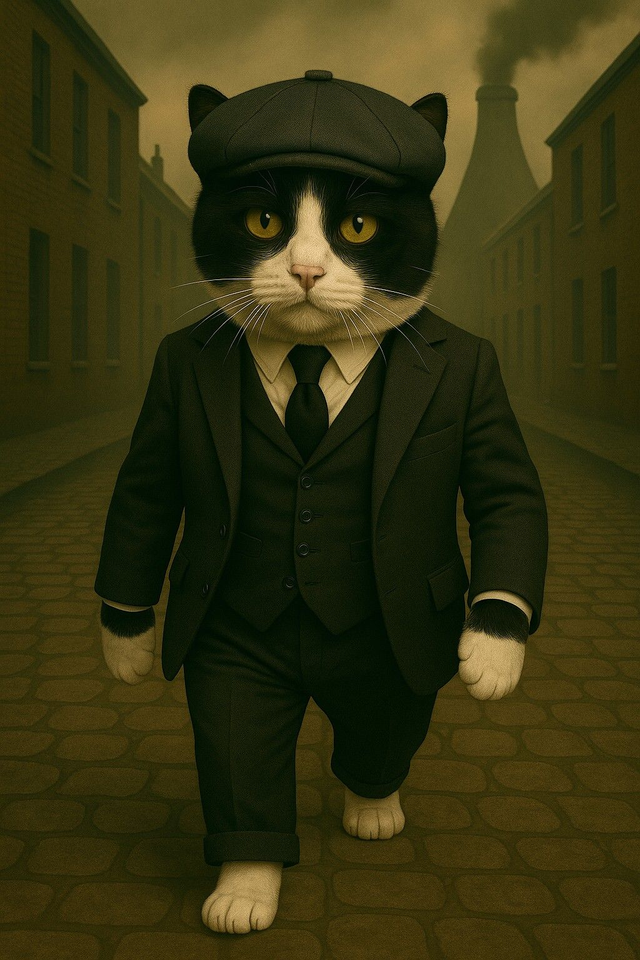 Black and White Cat Framed Canvas Peaky Pets