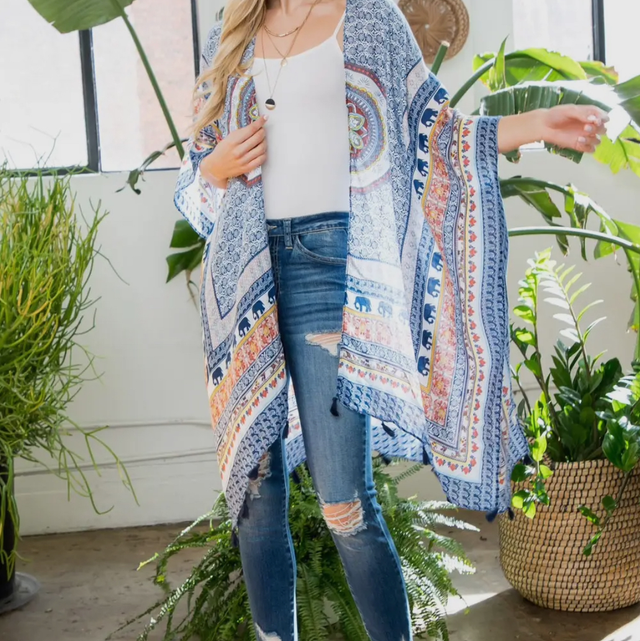 Kimono Mandala hellblau