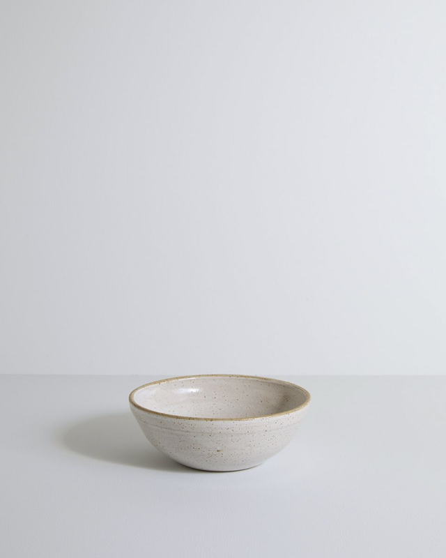 White speckled cereal bowl