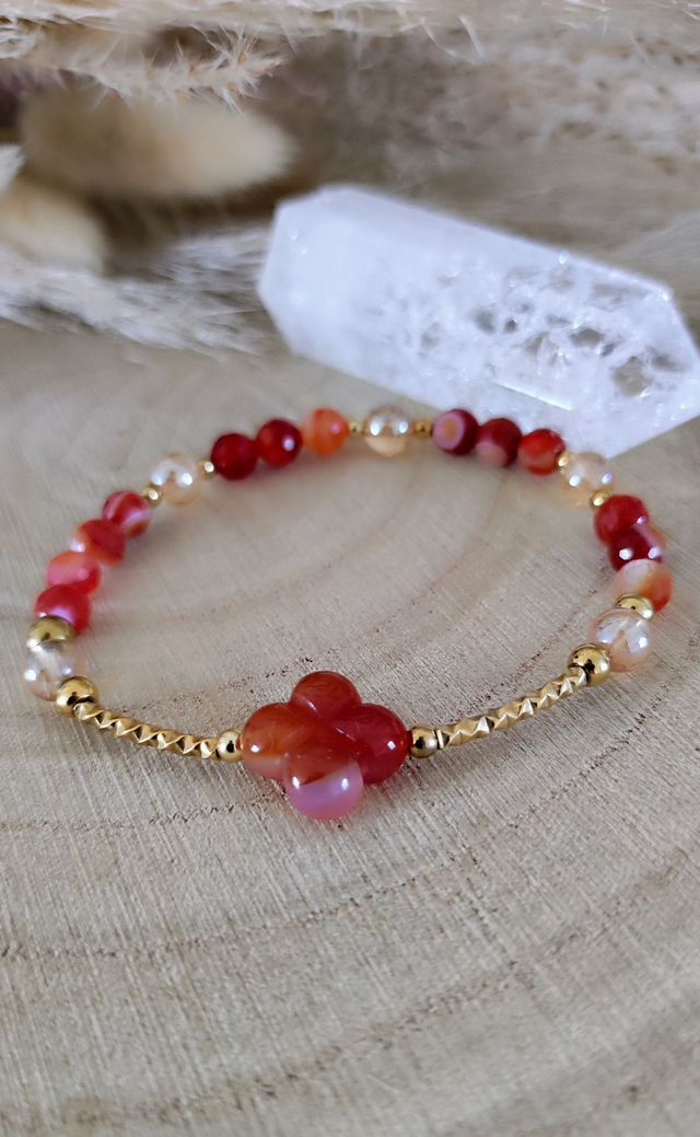 Bracelet Cornaline facettée "Pensées positives"