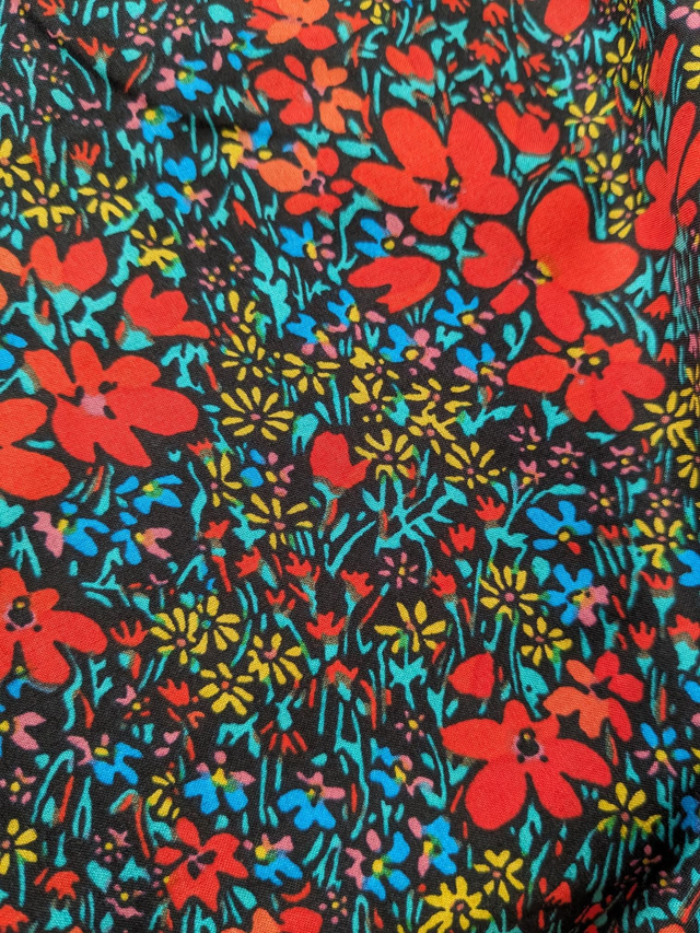 Bright Floral on Black Cotton Lawn
