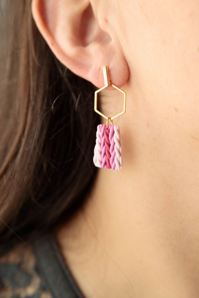Boucles d&#039;Oreilles Tressées - Collection Pink Power