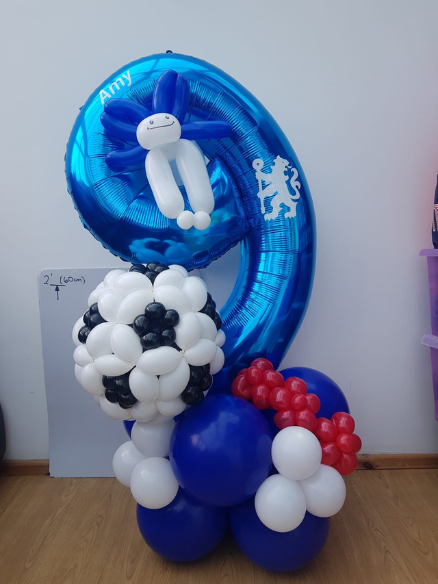 Number Nine (9th) Football Balloon Sculpture - Blue