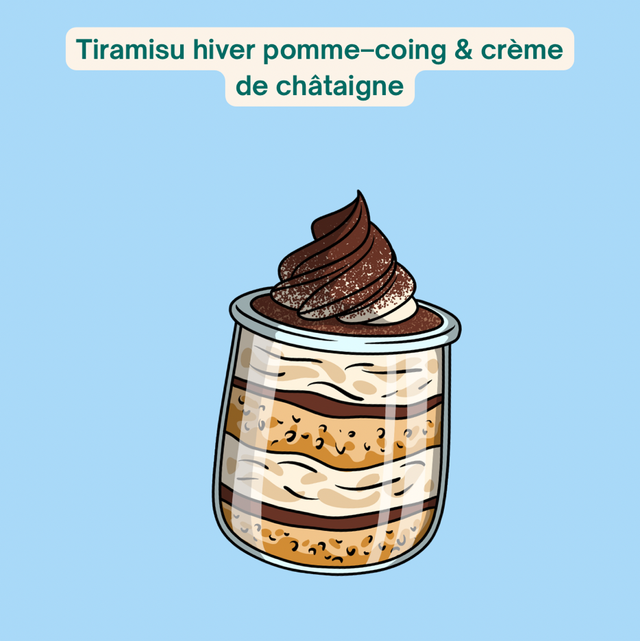 DESSERT –  Tiramisu hiver pomme–coing &amp; crème de châtaigne