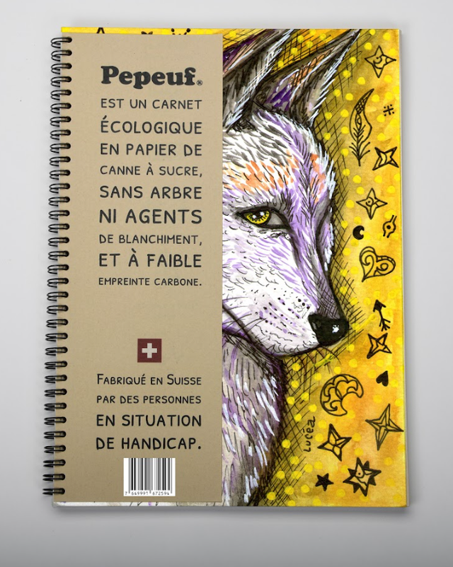 Carnet A4 de la marque Pepeuf portant une illustration faite par Luceapolyvers