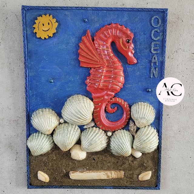 Cadre Mixte "Océan" en Soldes – Pièce Unique en Résine et Peinture