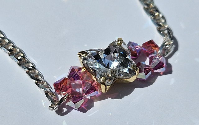 Butterfly crystal sterling silver bracelet 