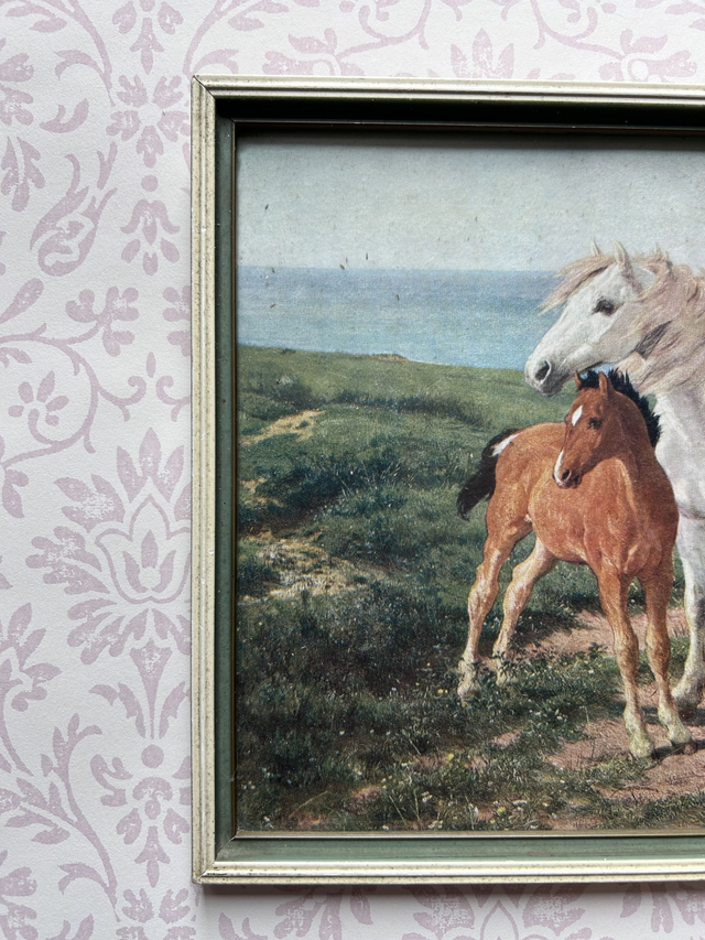 Vintage Framed Medici Society Print "Mother & Son" By H.W.B Davis RA Horse & Foal
