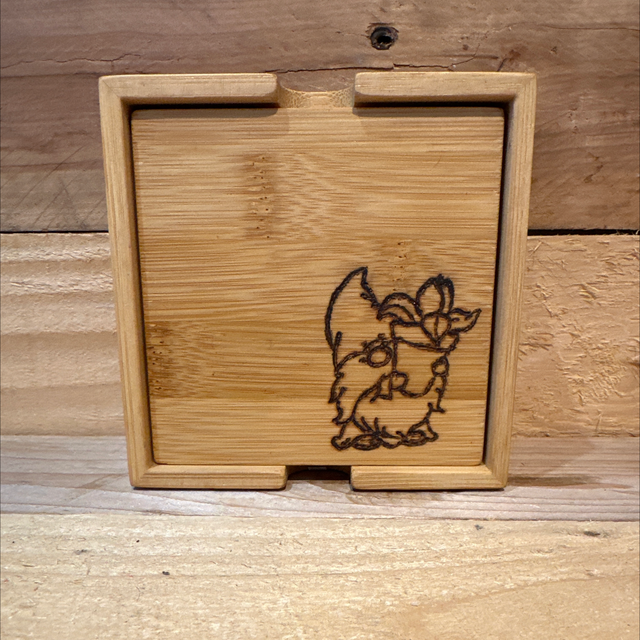 Four Gnome Wooden Coaster Set 