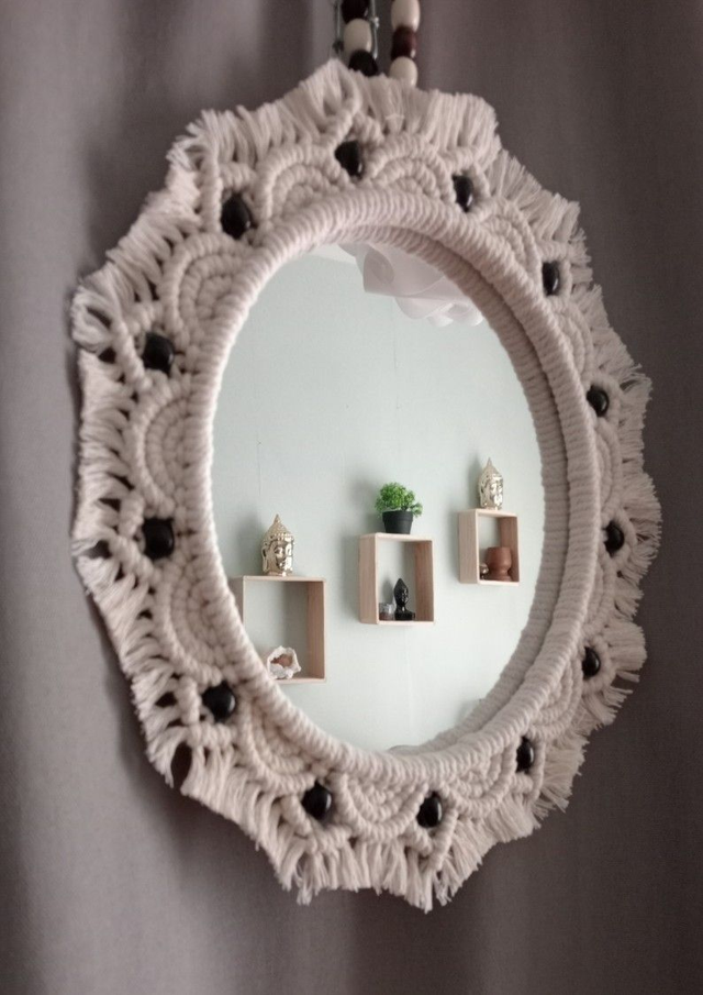 Miroir macramé bohème 