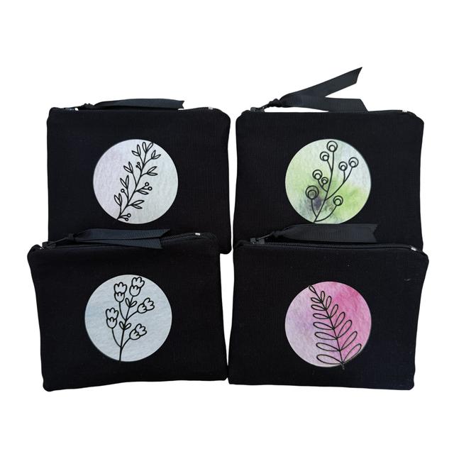 Porte Monnaie Noir Fleurs